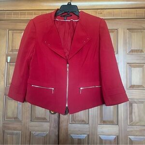 White House Black Market Red Blazer with Cropped Silhouette “Like New”Size 12!